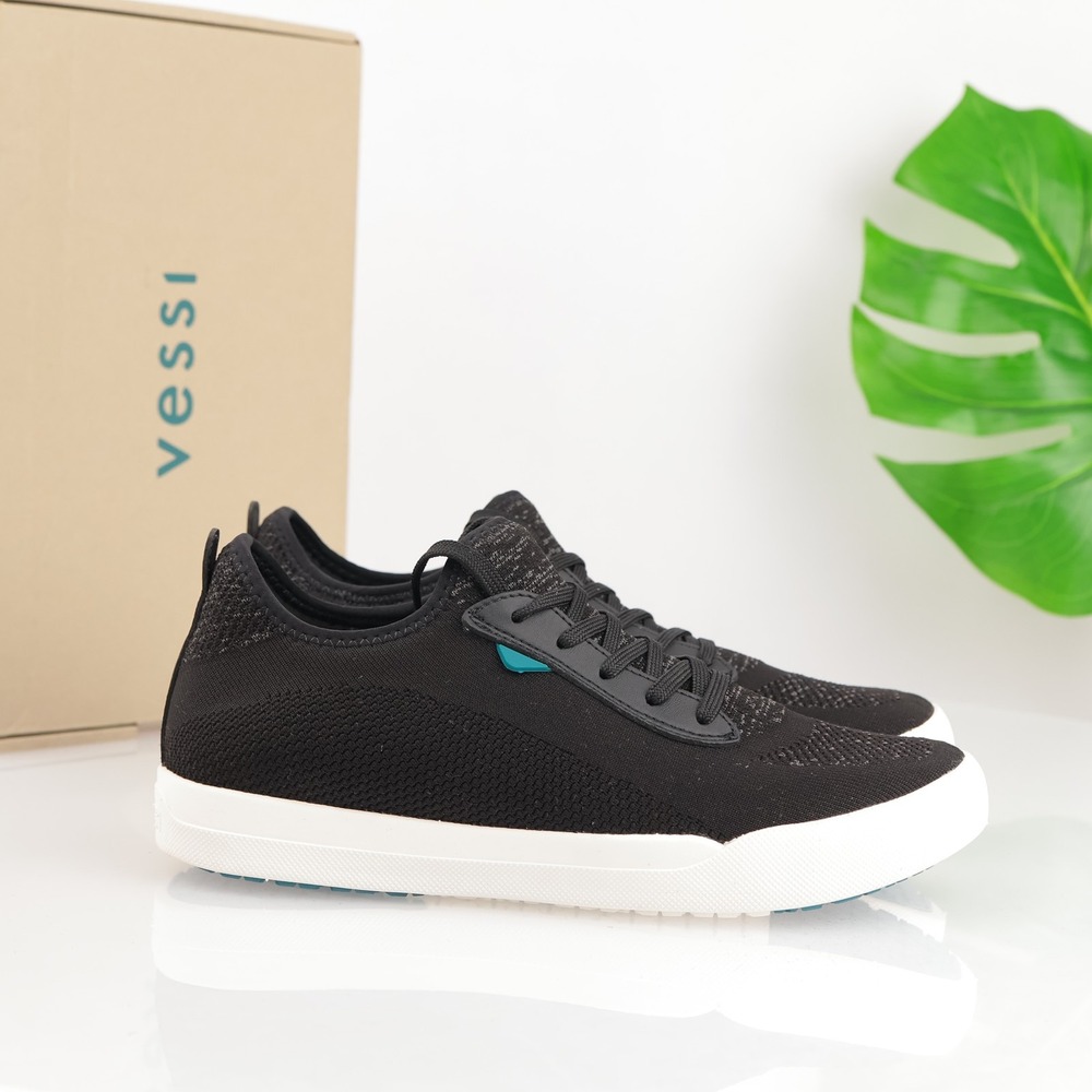 Vessi Shoes Womens Weekend Sneakers Size 11 Black Knit Waterproof Casual Walking